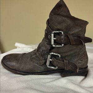 A.S.98 Distressed deep gray Leather Boots